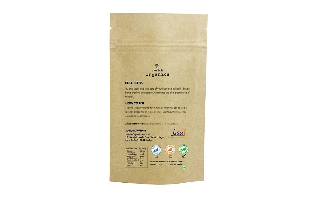 Sorich Organics Chia Seeds Superfood    Pack  900 grams